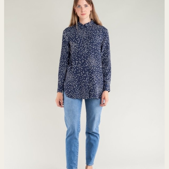Ganni Barra Crepe Shirt in Total Eclipse size EU 34/ US XS - Picture 4 of 12